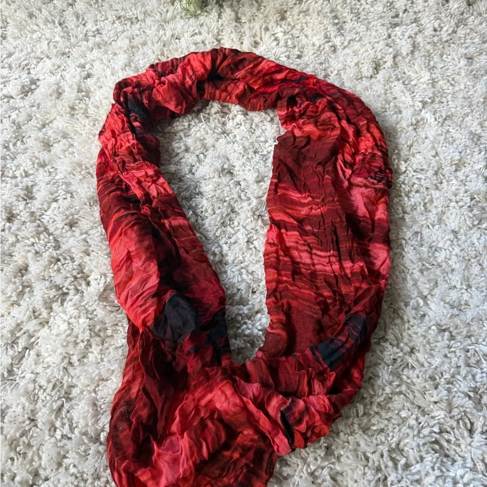 Vibrant Red Crinkle Fashion Artsy bright vibes Scarf